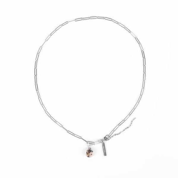 White square Christmas stone necklace