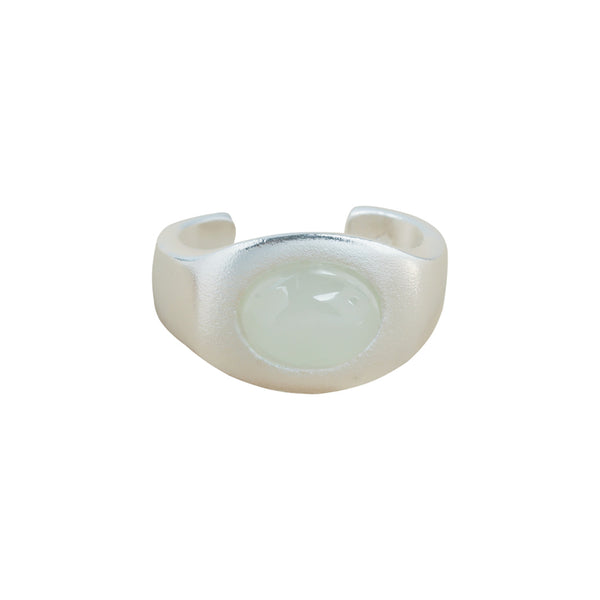 Hetian Jade Open-End Silver Ring